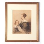 T Marshall, watercolour, signed, Portrait of Agnes, wife of Rev D B Bevan (reverse) with eldest
