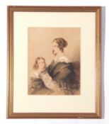 T Marshall, watercolour, signed, Portrait of Agnes, wife of Rev D B Bevan (reverse) with eldest