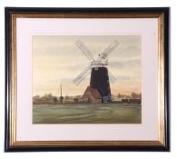 Christopher Scales (contemporary, British), Study of Burnham Overy Mill at dusk, watercolour, signed