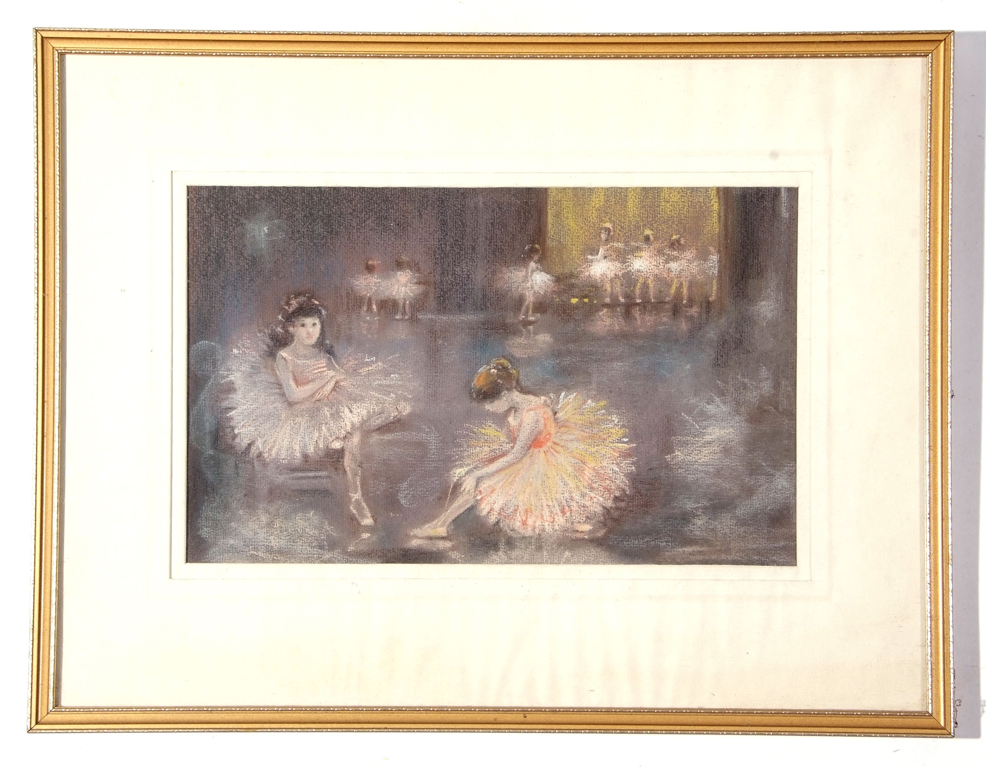 Marlie Dry (xx), inscribed verso – pair of pastels “Just a little more lipstick” and “Waiting in the - Image 2 of 2