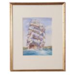 A Bell, signed, Tall ship in full sail, 19 x 15cm