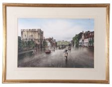 Reg Siger, watercolour, signed, Angel Hill, Bury St Edmunds, 38 x 59cm