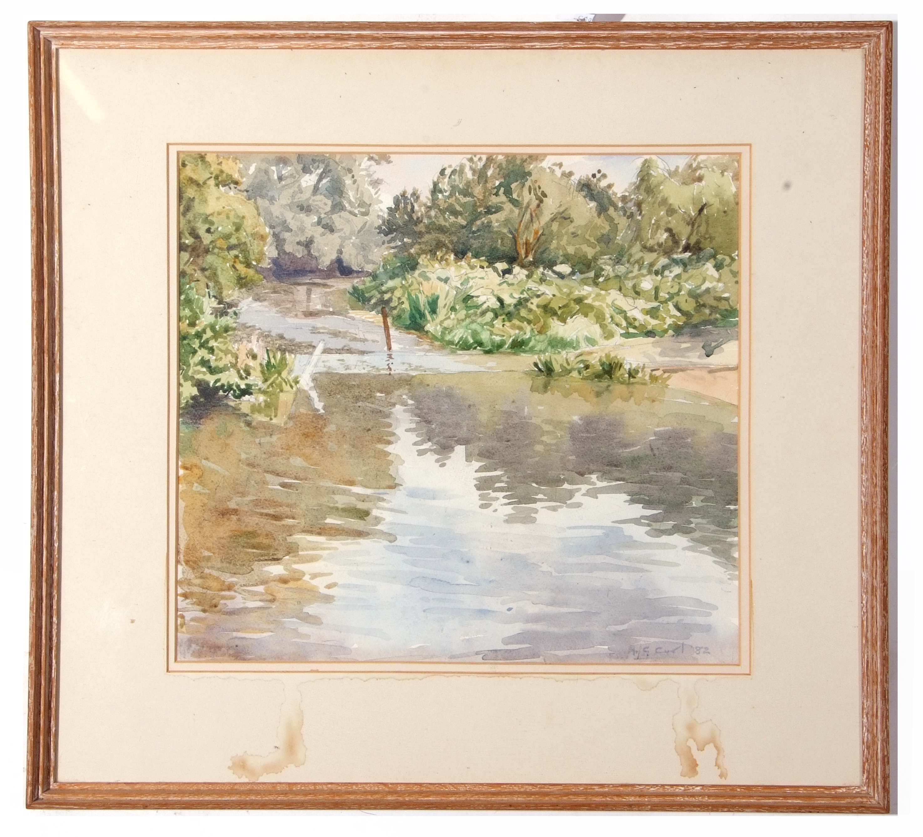 Henley Graham Curl (1910-1989), signed and dated ’82, watercolour, A Norfolk stream, 37 x 40cm