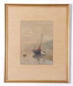 H E Fransman, Study of boats at low tide, watercolour, signed lower left, framed and glazed