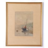 H E Fransman, Study of boats at low tide, watercolour, signed lower left, framed and glazed