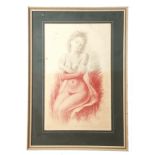 G Constantino (xx), signed and dated 1972 – rouge crayon drawing – nude lady seated, 50 x 31cm