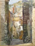 E John Collyer, Watercolour, Mountainous Village Street Scene, 37 x 27cm