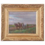 Geoffrey Mortimer, signed, Ploughing scene, 23 x 26cm