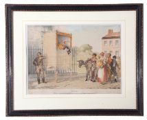 Set two coloured C19th Engravings, "The Show", "Punch"each approx 25cm x 35cm