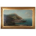 Robert Allan, signed, extensive view of Lynmouth across Countisbury Hill, 60 x 106