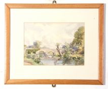 George Waters, watercolour, signed, Bridge in landscape, 23 x 34cm