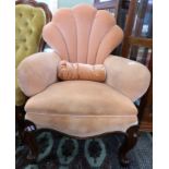 19th century mahogany framed shell back upholstered armchair