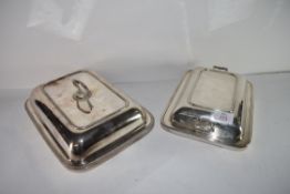 Two plated tureens and covers