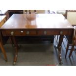 19th century sofa table with cross banded decoration, width folded approx 93cm