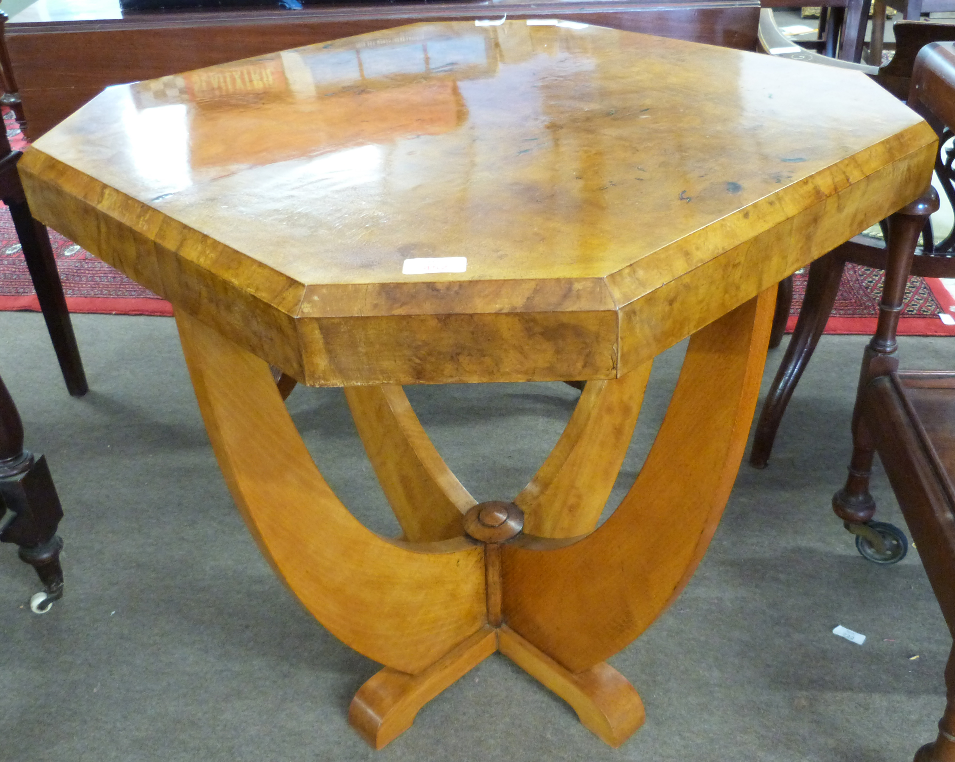 Art Deco octagonal cruciform occasional Table, approx 69cm square - Image 3 of 3