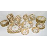 Quantity of 19th century English porcelain tea wares, pattern no 3445, some with retailer's stamp