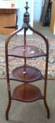 Inlaid mahogany cake stand, height approx 99cm