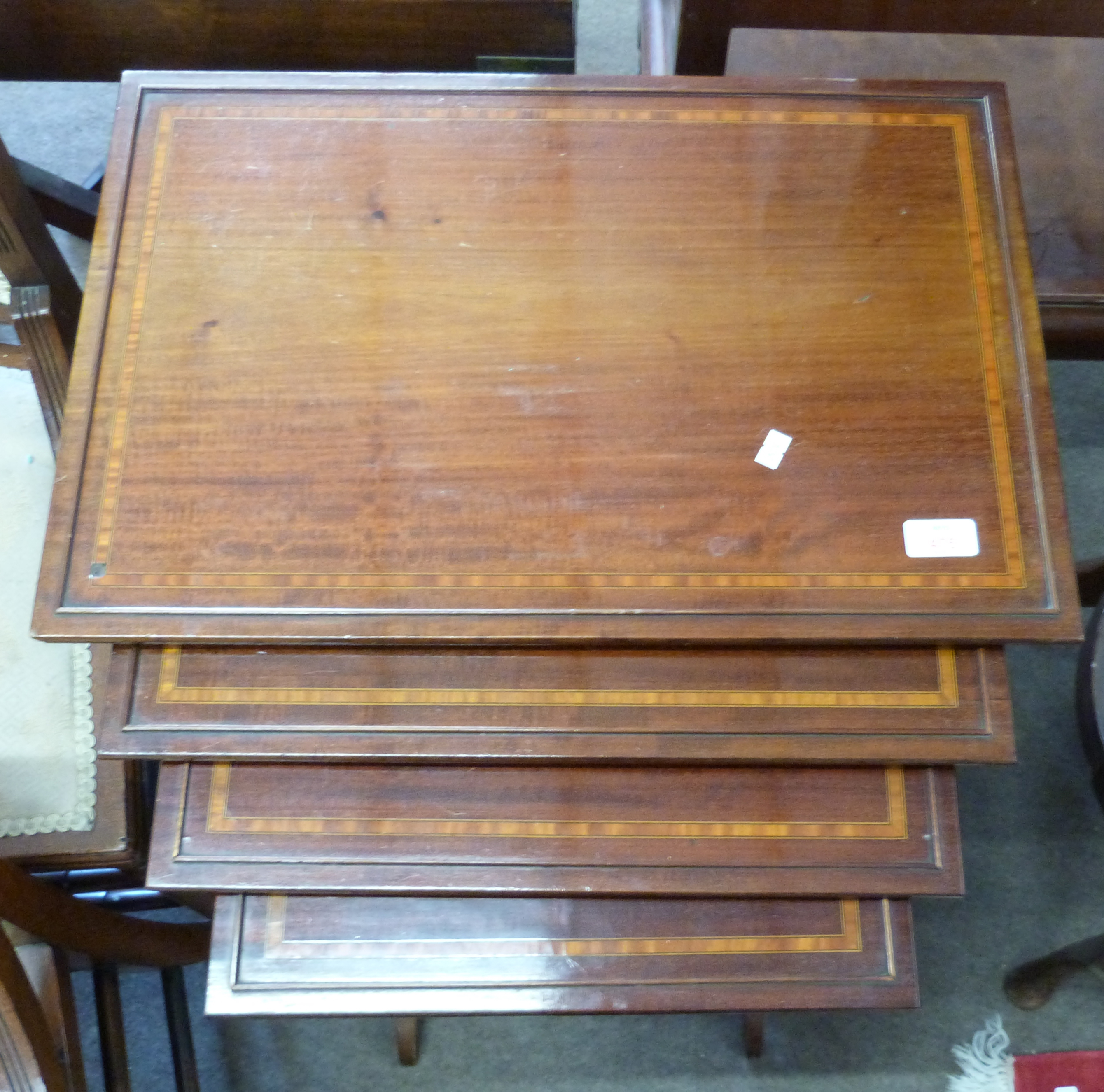 Nest of four inlaid mahogany tables, the largest approx 56 x 38cm - Image 2 of 2