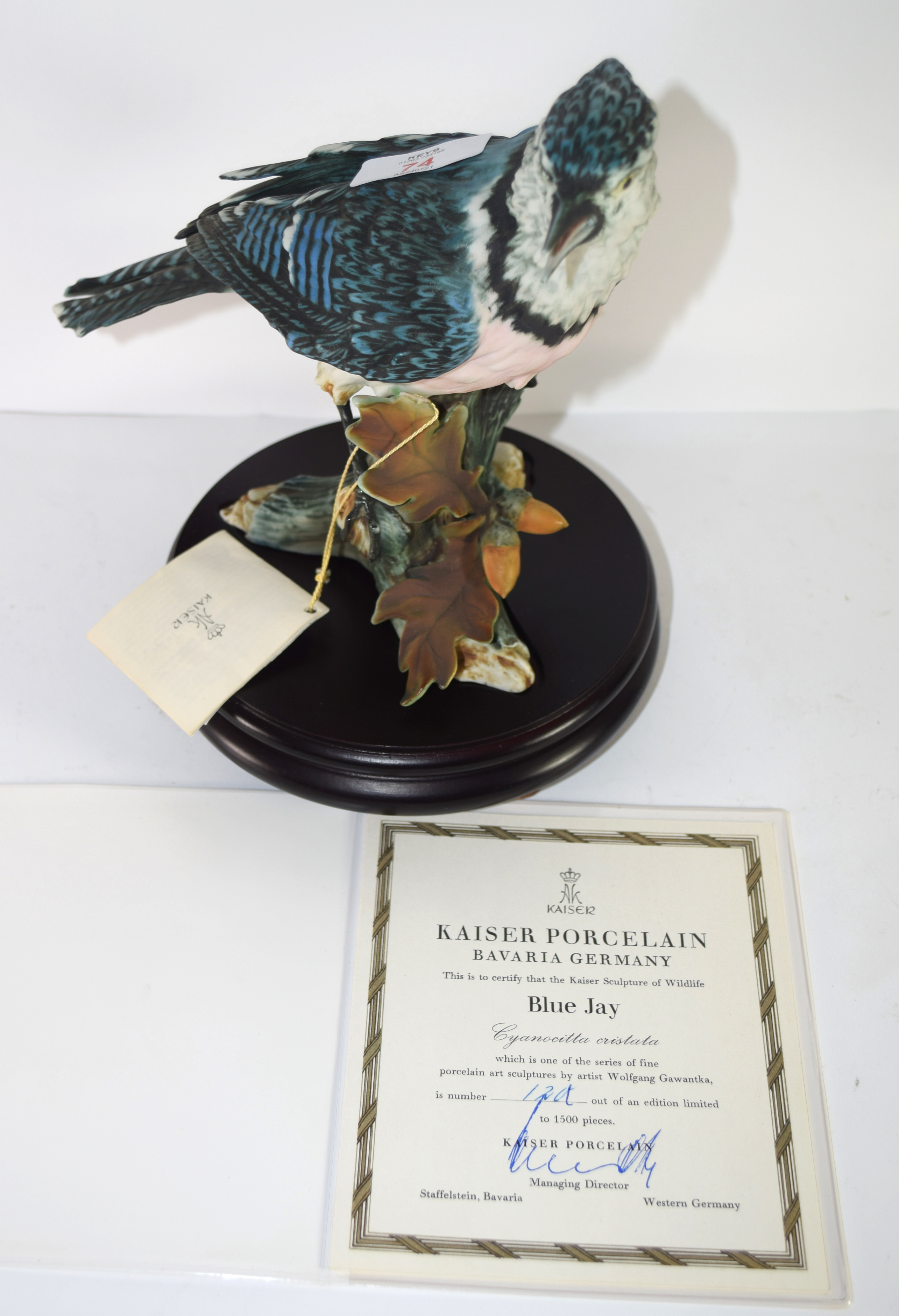 Kaiser porcelain limited edition model of a blue jay model number 120/1500 (with certificate)