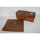 Mid-20th century leather cased writing set together with a further leather box with gentleman's