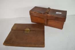 Mid-20th century leather cased writing set together with a further leather box with gentleman's