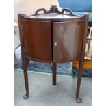 19th century mahogany corner pot cupboard with decorative gallery, width approx 49cm max