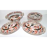 Group of Ashworths Ironstone dinner wares in an Imari pattern including two tureens and covers,