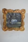 Small watercolour of a horse signed Walker lower left in gilt frame