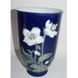 Royal Copenhagen vase, the blue ground with a floral design, factory mark and CFX monogram to