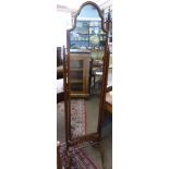 Mahogany cheval mirror, width approx 40cm