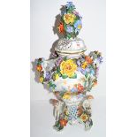 Large Continental porcelain vase with Meissen style floral decoration, the main body of the vase
