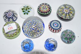 Group of paperweights, mainly Scottish, including by Peter McDougall and also a Seguso weight and