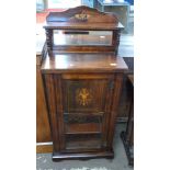 Small Edwardian inlaid cabinet with mirrored gallery, width approx 55cm