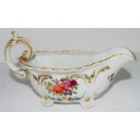 Chelsea Porcelain sauce boat decorated with fruit, gold anchor period (extensively damaged and