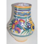 Poole Carter Stabler Adams vase pattern 899, with painters mark for Ann Hatchard, 33cm high