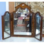Victorian mahogany triptych mirror, with moulded decoration, height approx 71cm max