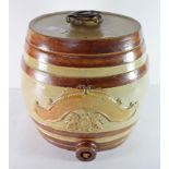 Large stoneware 19th century spirit barrel, in Doulton style, the top marked John Cliff & Co,