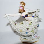 Pair of Art Deco style Continental porcelain dancers on shaped base, 19cm high