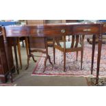 Mahogany side table with strung decoration, length approx 133cm max