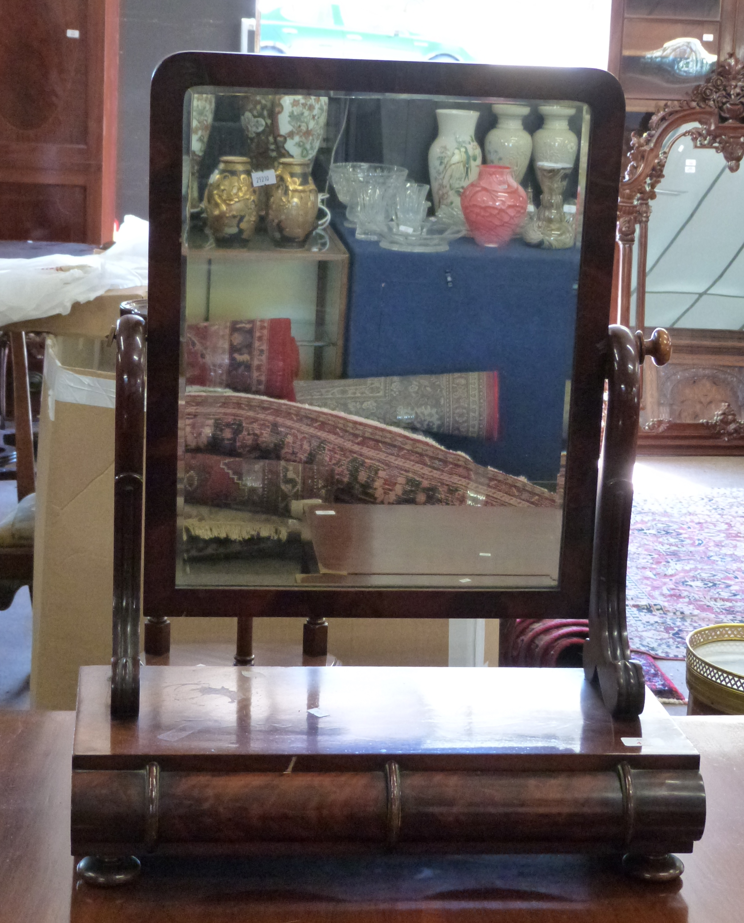 19th century mahogany swing mirror with drawers beneath, width approx 57cm - Image 2 of 2