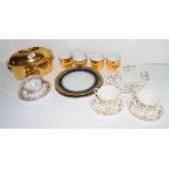 Quantity of gilt decorated Royal Worcester ramekins, serving dish and cover and two Paragon china