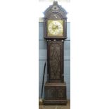 Ornately carved longcase clock, with gilt dial mounted with Roman chapter ring, subsidiary minutes