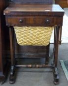 Early 20th century sewing or games table with fold-top inlaid chess board, width approx 51cm