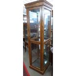 Glazed full height oak display cabinet, approx 50cm square