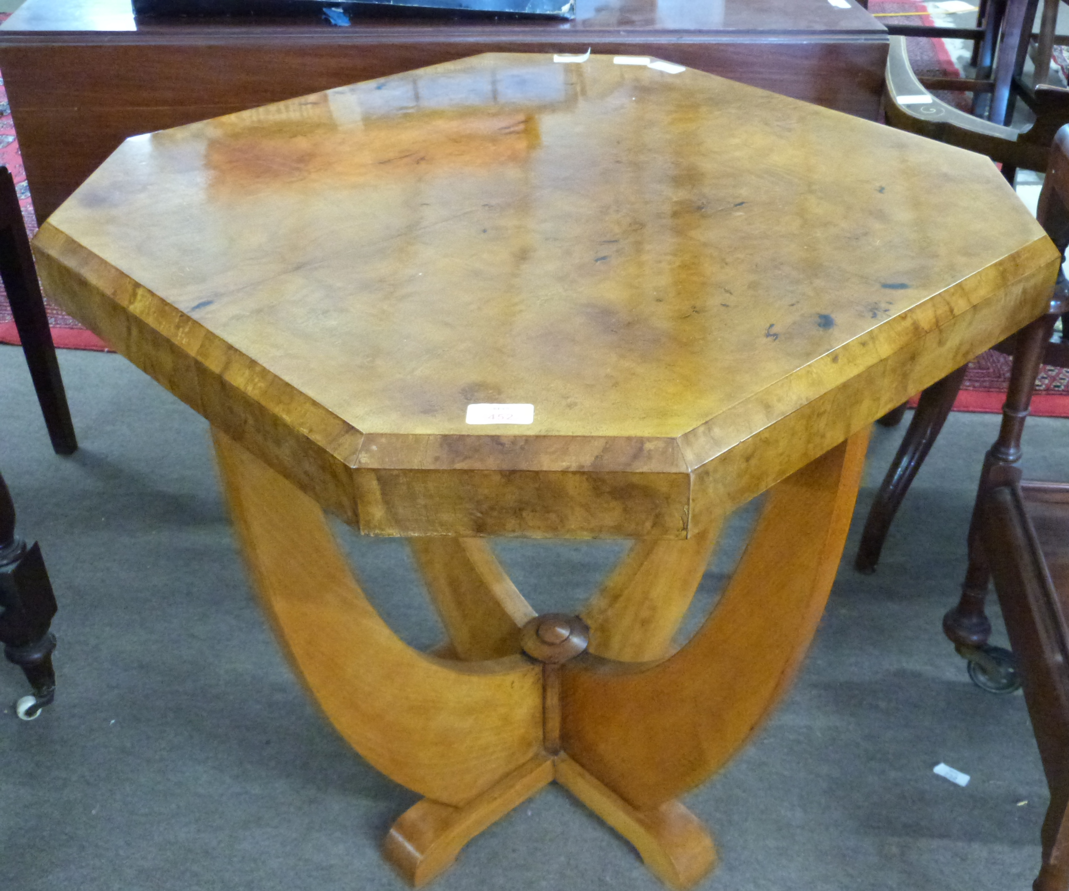 Art Deco octagonal cruciform occasional Table, approx 69cm square