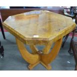 Art Deco octagonal cruciform occasional Table, approx 69cm square