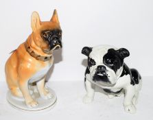 Continental porcelain model of a bulldog together with a Royal Doulton example (2)