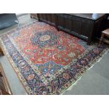 Mid-20th century Palestinian multi-coloured wool rug, circa 1945, red ground, single gulled