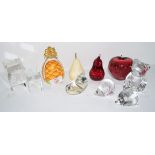 Quantity of paperweights and other items including a Royal Worcester model of a pineapple, glass