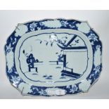 Chinese porcelain blue and white dish, 37cm long